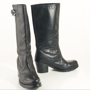 Ariat Leather Studded Motorcycle Tall Boots Black